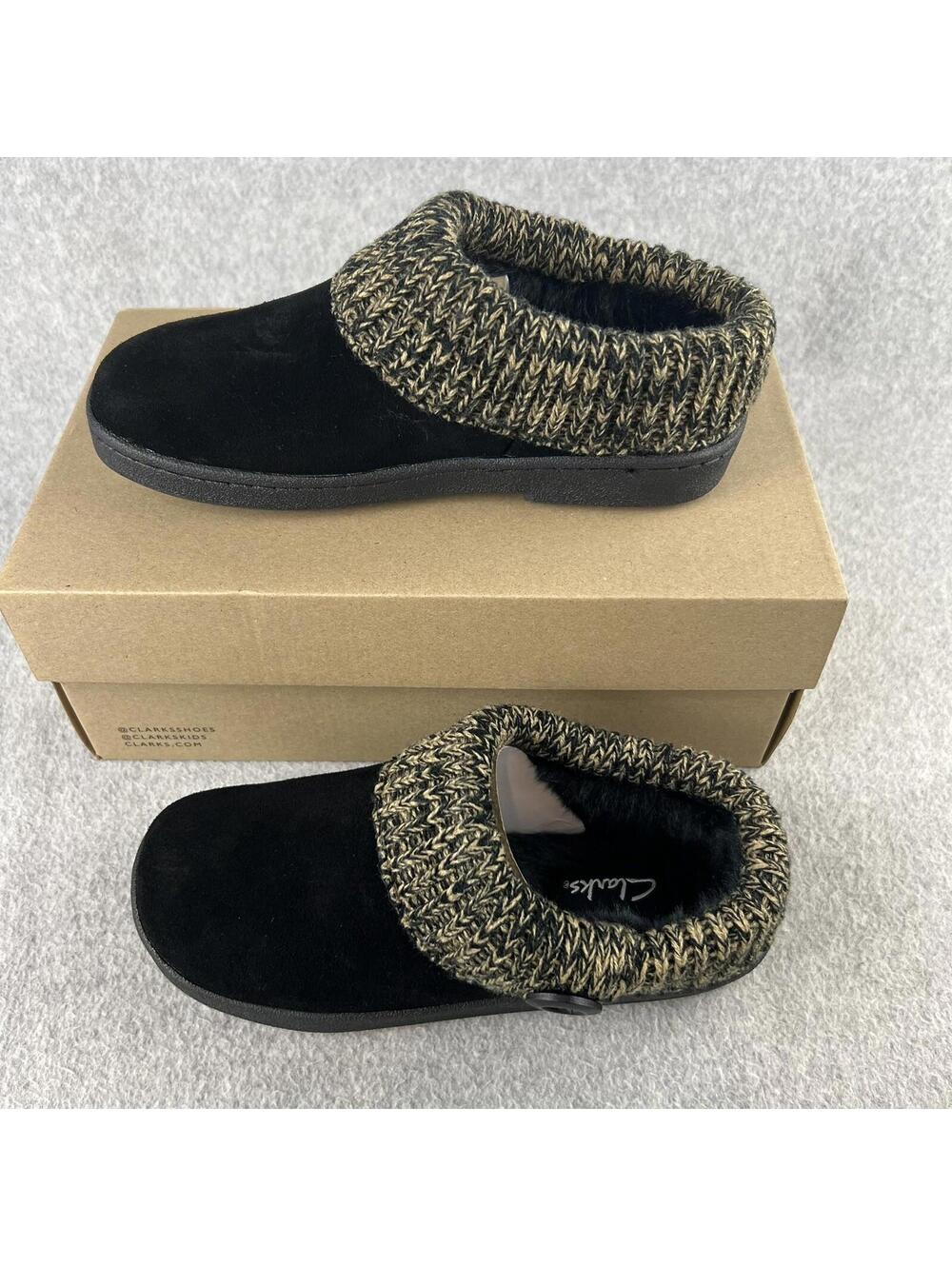 Clarks Clog Slip On Shoes womens Size 6 Suede faux fur Lining Comfort Slippers